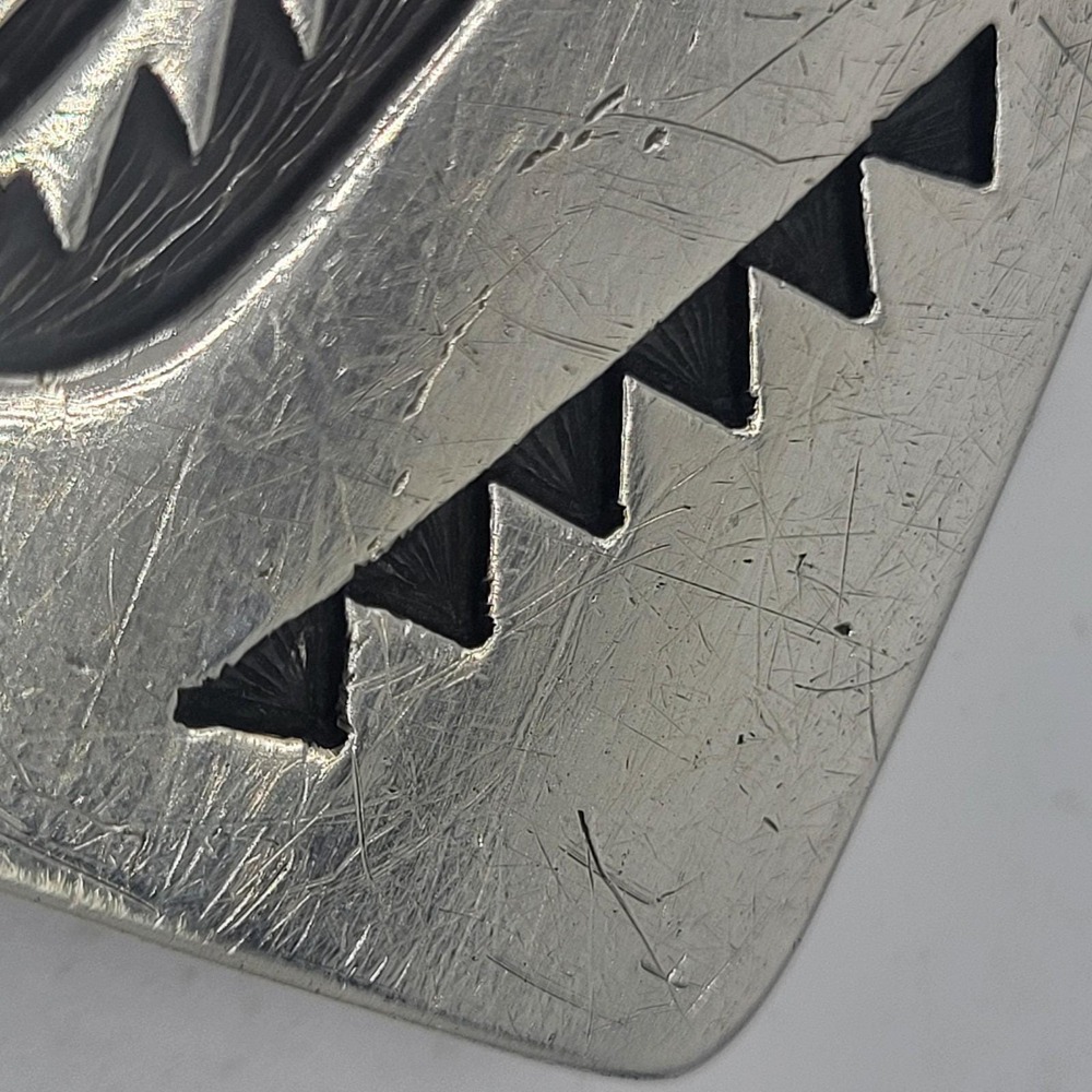 Navajo Artist Montano Gibbson "GIBB" Sterling Silver Etched Buffalo Belt Buckle - Picture 10 of 16